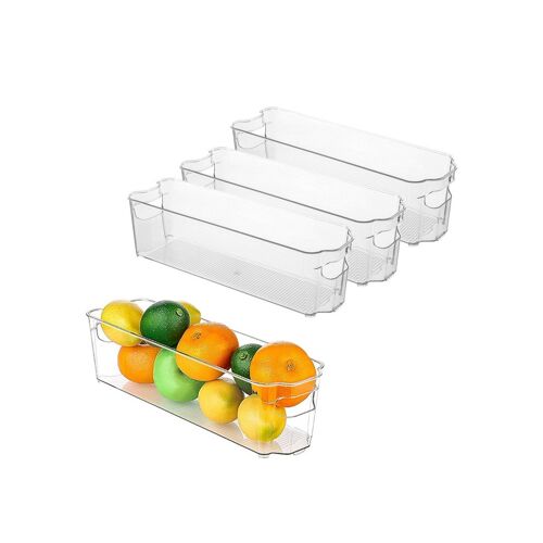Organisateur de réfrigérateur empilable en lot de 3 avec poignée pour le rangement des aliments