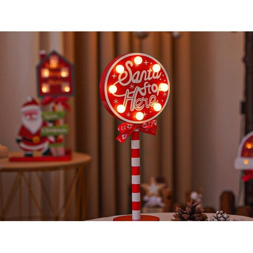 Lampe De Table Led En Forme De Panneau Routier De Noël - Design Circulaire