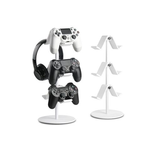 Support à 3 niveaux pour manettes de jeu et casque audio - Blanc