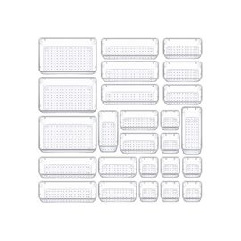 Ensemble de 25 organisateurs de tiroirs en plastique transparent pour salle de bain et coiffeuse