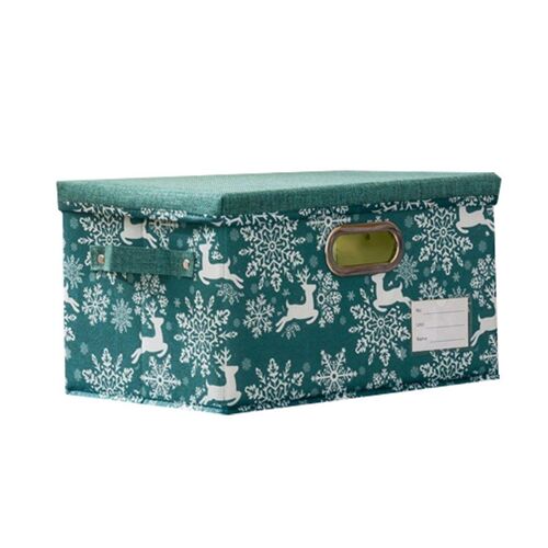 Panier de rangement pliable renne de Noël 38 x 25 x 21 cm vert
