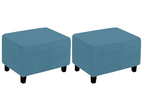 Housse De Coussin Rectangulaire Pour Pouf, Bleu Paon - Lot De 2