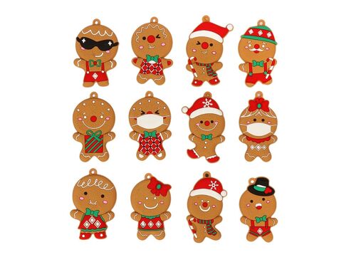 12 décorations de bonhommes en pain d'épice pour sapin de Noël