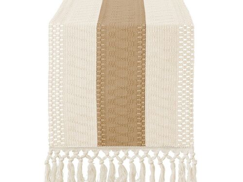 Chemin De Table En Macramé 120 X 30 Cm, En Toile De Jute De Coton Avec Pompons, Style 2