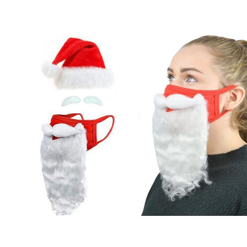 Ensemble Bonnet Et Barbe De Père Noël Pour Déguisement De Noël