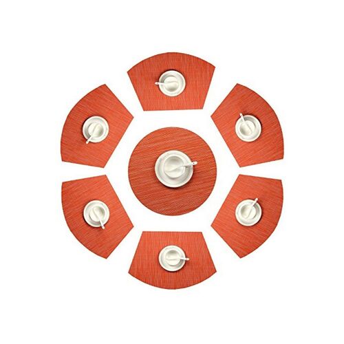 Ensemble De 6 Sets De Table Orange En Forme De Quartier Et Un Set De Table Rond Pour Salle À Manger