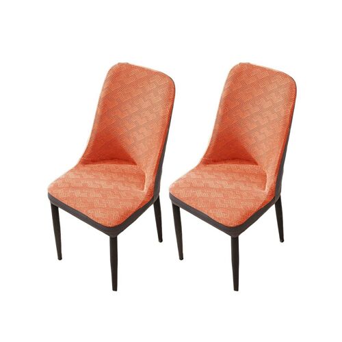 Housse de chaise élastique jacquard pour chaises de salle à manger incurvées - Orange, lot de 2
