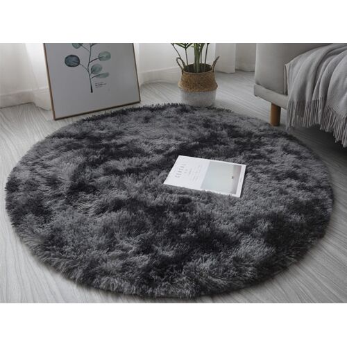 Tapis Rond Antidérapant À Poils Longs De 100 Cm Pour Salon Et Chambre