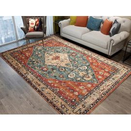 140x200cm Boho Tapis Style Tapis Anti-Dérapant Tapis De Sol Zone Maison Tapis Orange Rouge