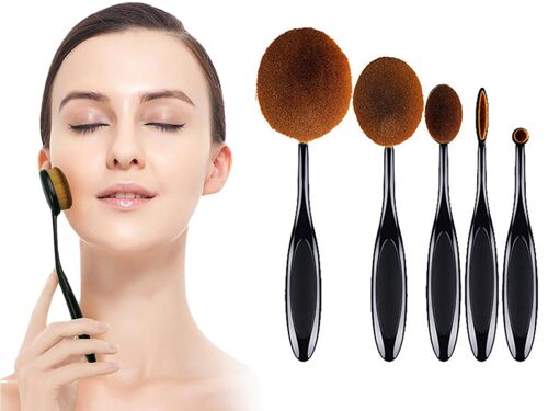 Ensemble De 5 Pinceaux De Maquillage Comprenant Des Pinceaux Pour Fond De Teint Et Fards À Paupières 