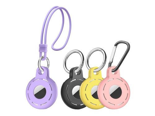 Lot de 4 étuis en silicone avec anneau porte-clés pour Apple AirTag (3 pièces)