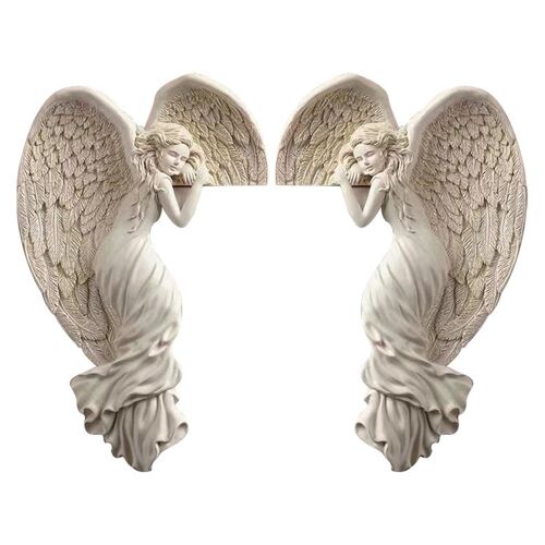 Ensemble de 2 sculptures en résine représentant des ailes d'ange pour encadrement de porte