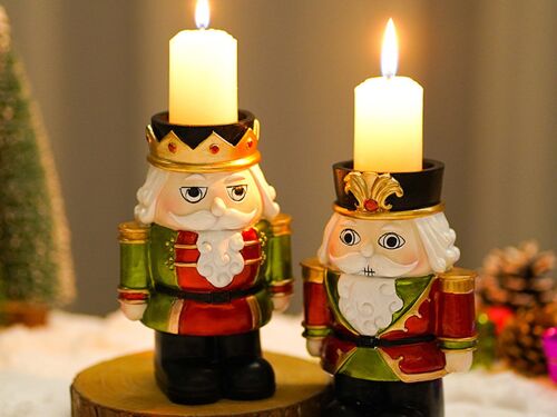 Ensemble de bougeoirs Casse-Noisette - Décoration de bureau en résine pour Noël