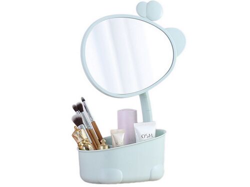 Miroir De Maquillage Rotatif Avec Compartiment De Rangement Bleu 