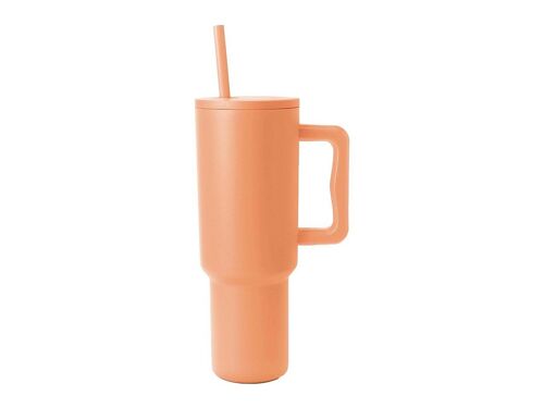 Gobelet Isotherme En Acier Inoxydable De 1,2 L (40 Oz) Avec Paille Et Couvercle - Orange