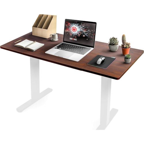 Duronic TT160 WT Plateau pour Bureau Assis Debout de 160 cm | Structure réglable en Hauteur Vendue séparément TM51 ou TM61 | Effet Bois de Noyer
