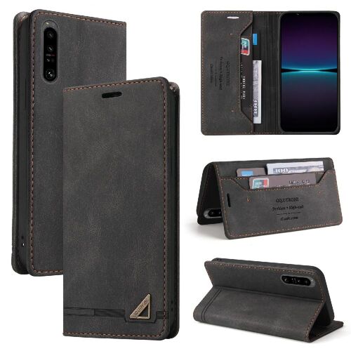 Étui Pour Sony Xperia 1 Iv Cuir Premium Cuir Premium Deux Fentes Pour Cartes Bicelle - Noir