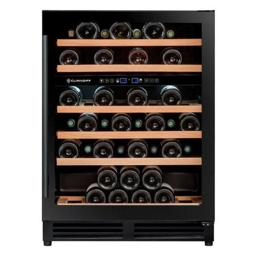 Cave à vin Climadiff CBU50D2B - encastrable - niche - 60.5x57.5x82.5 cm (lxpxh) - 138 litres - classe F - noir