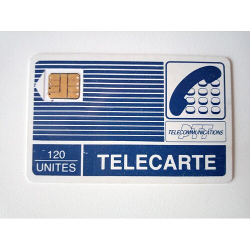 Télécarte Ancienne Pyjama Rayures Bleues Marines Et Blanches, 120 Unités, Encadré " Ptt Communications Puce Sc Entourage Blanc