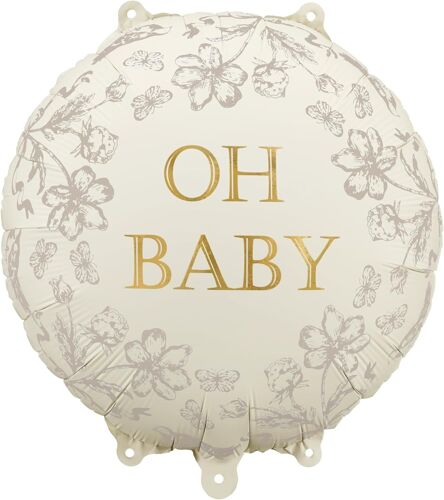 Ballon En Aluminium « Oh Baby », 45 Cm, Réutilisable, Adapté À L'Hélium, Décoration De Fête Prénatale, Naissance,Fête Prénatale \U2013 Rond, Inscription Dorée \U2013 1 Pièce (Ballon En Aluminium Dis