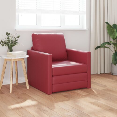 Vidaxl Sofa-Lit 2 En 1 Bourgogne 74x77x81 Cm Faux Cuir