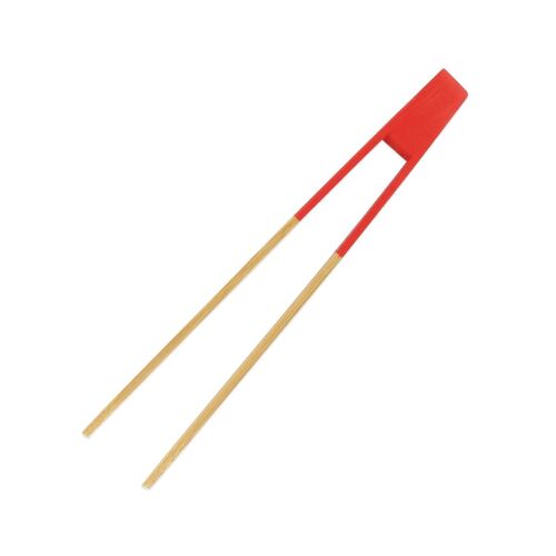 Fackelmann 688917 Pince De Cuisine Aimantée En Bois, Pince Alimentaire, Pince À Toasts, Bois, Rouge, 24 Cm