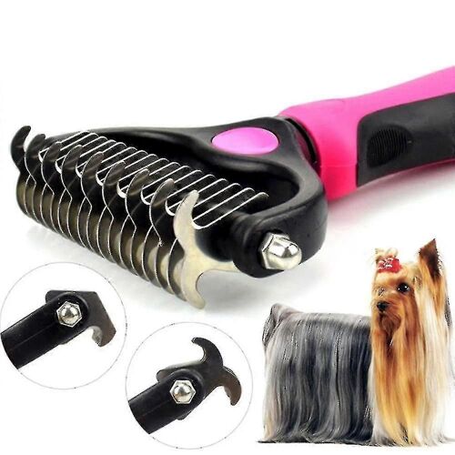 Double Face Perte Et Dématting Sous-Poil Rake Pet Grooming Brush