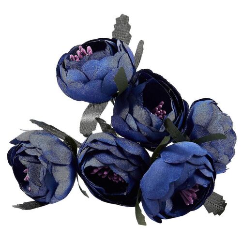 6 pcs/lot Simulation Soie tissu bouquet mariée tenant fleurs fleurs décoratives (Royal bleu violet
