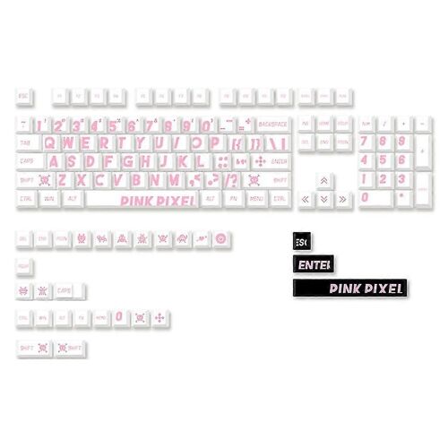 132 touches Grands caractères Keycaps pour jeu Clavier mécanique Pink Keycap Set