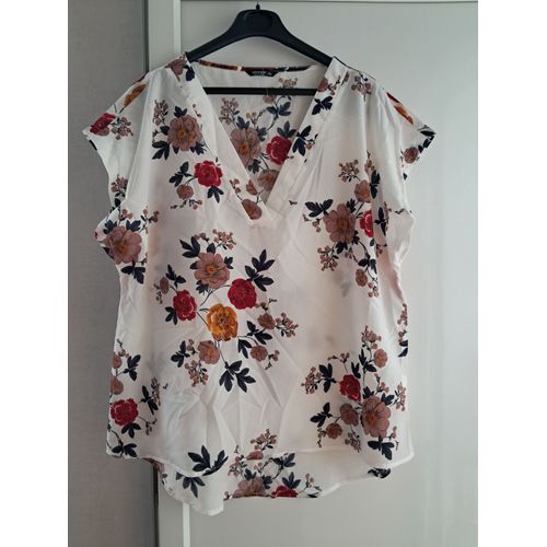 Tunique Neuve Taille 48-50 Blanc Floral