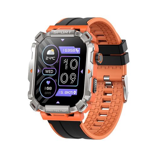 Rainbuvvy Smartwatch Jx624 2,01 Pouces Bluetooth Talk Outdoor Sport Watch Surveillance De La Sante Corps En Alliage D'aluminium Pour Android / Ios Noir Orange
