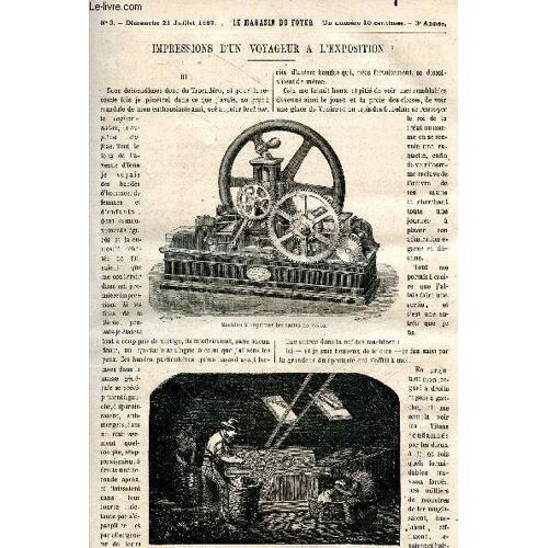 Le Magasin Du Foyer, Journal Des Bonnes Lectures - 1867, 3e Annee - N°3, Dimanche 21 Juillet 1867- Impressions D Un Voyageur A L Exposition, Madame La Colonelle, Le Fils Du Portier, L Ecole(...)