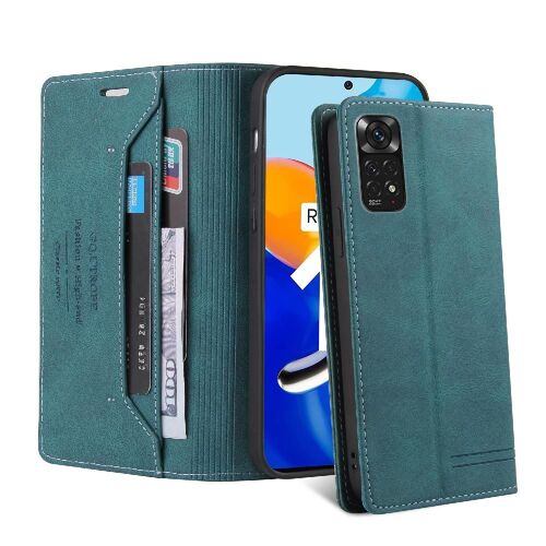 Étui Pour Redmi Note 11 4g / 11s Cuir Premium Cuir Premium Bicelle Deux Fentes Pour Cartes - Vert