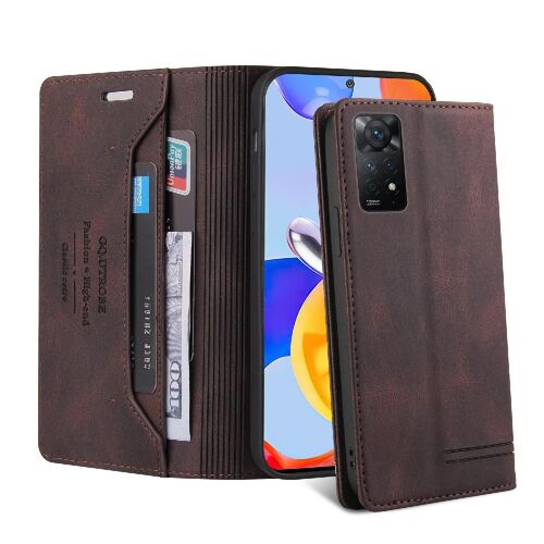 Étui Portefeuille Compatible Redmi Note 11 Pro 4g Bicelle Deux Fentes Pour Cartes Cuir Premium Cuir Premium - Le Brun