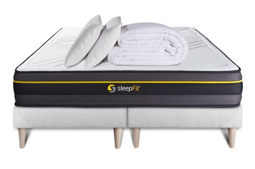 Pack matelas ACTIVE 160x200 + double sommiers blanc 80x200 + Couette + 2 oreillers
