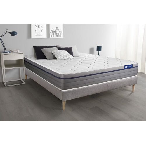 Ensemble matelas Latex+Memoire de forme ACTILATEX ZEN 140x190 Maxi epaisseur 7zones de confort + sommier KIT gris