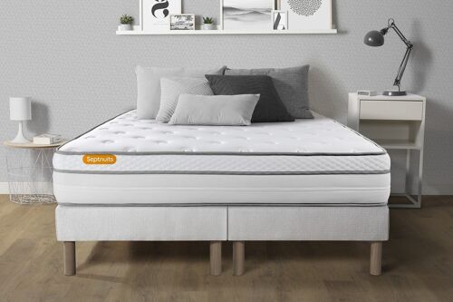 Matelas 180x200 + double sommiers 90x200 Memo Luxe Ressorts ensaches + memoire de forme 5 zones de confort MAXI epaisseur