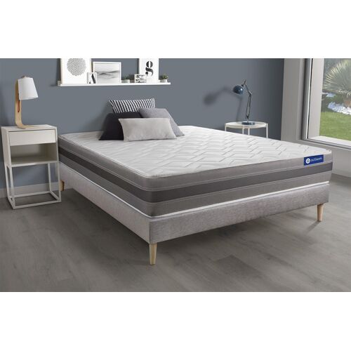 Ensemble matelas ACTIFLEX RELAX Ressorts ensaches + memoire de forme 140x190 Max epaisseur 5zones confort + sommier KIT gris