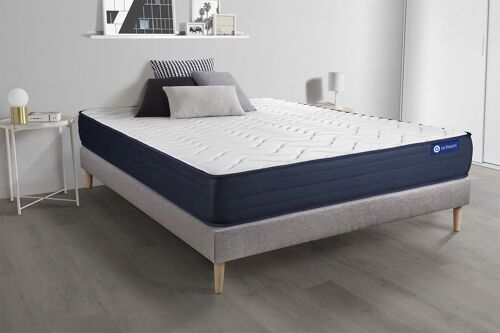 Ensemble matelas ACTILATEX LIFE 140x190 Latex et Memoire de forme 5zones de confort + sommier KIT gris
