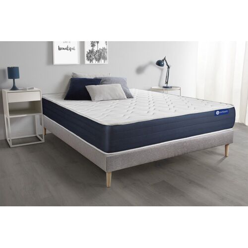 Ensemble matelas Latex et Memoire de forme ACTILATEX SLEEP 140x200 5zones de confort + sommier KIT gris