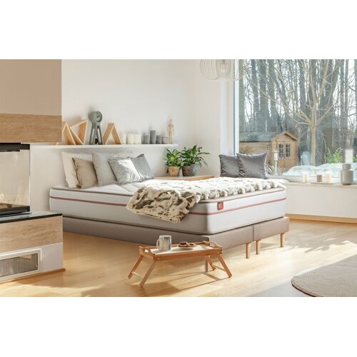 Ensemble LE PAISIBLE 160x200cm Memoire de forme BioVisco - Ep. 24cm + double sommiers Beige
