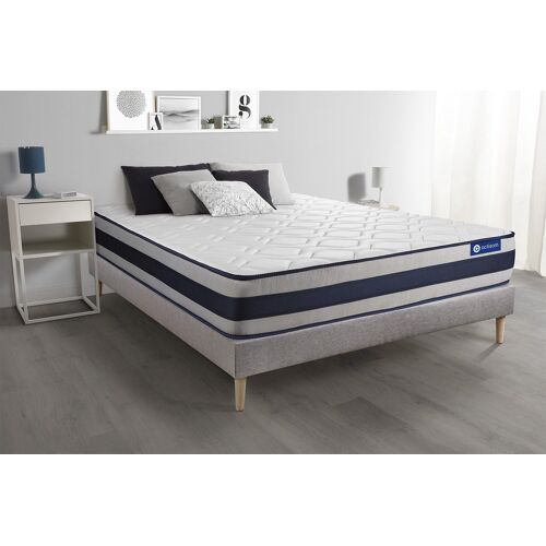 Ensemble matelas Latex et Memoire de forme ACTILATEX ERGO 200x200 cm Maxi epaisseur 5zones de confort + sommier KIT gris