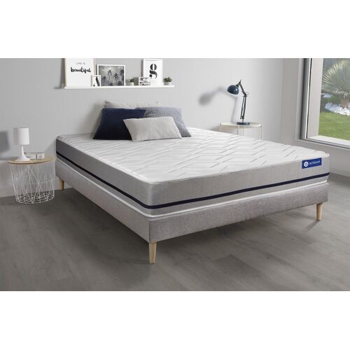 Ensemble matelas 140x200 ACTILATEX SOFT 3zones de confort + sommier KIT gris