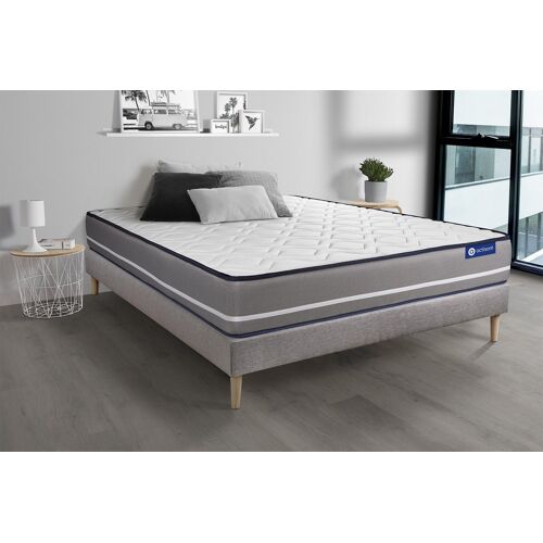 Ensemble matelas Latex + memoire de forme ACTILATEX PUR 140x200cm 3zones de confort + sommier KIT gris