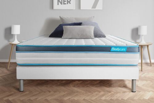 Ensemble 140x190 matelas BodyFit a memoire de forme + sommier kit blanc
