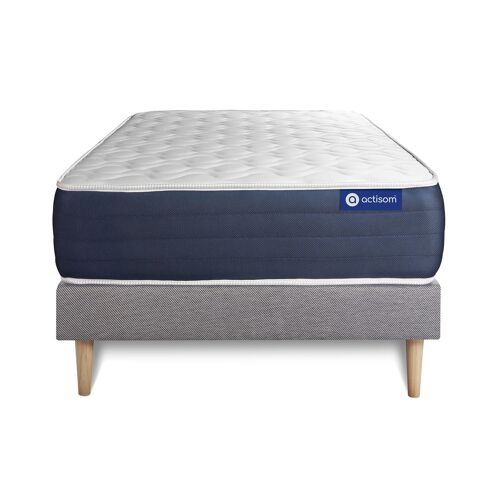 Ensemble matelas Ressorts ensaches et Memoire de forme ACTIFLEX SLEEP 120x190 5zones de confort + sommier KIT gris