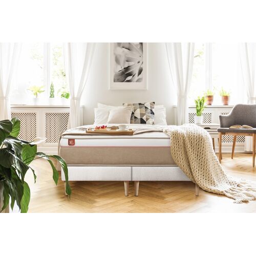 Ensemble LE SOYEUX 160x200cm Ressorts ensaches + Memoire de forme BioVisco - Ep. 24cm + double sommiers Blanc