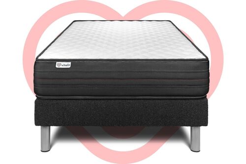 Ensemble VITALPOWER 90 x 200 cm sommier Kit noir