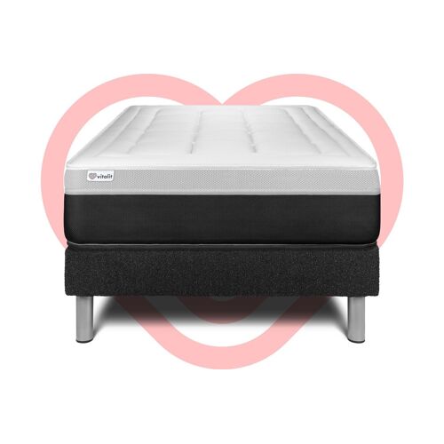 Ensemble VITAL FORM 90 x 190 cm sommier kit noir