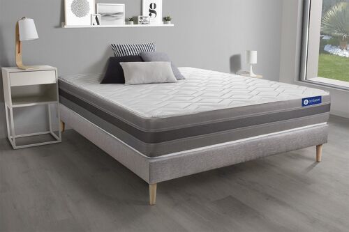 Ensemble matelas ACTIMEMO RELAX memoire de forme 140x200 cm Maxi epaisseur 5zones de confort + sommier KIT gris